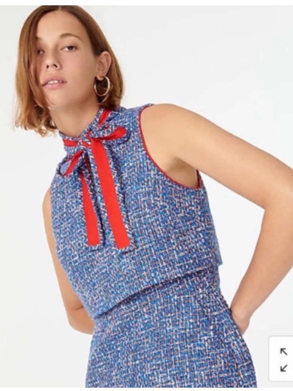 J. Crew Tie-Neck Tank Sheath Dress In Autumn Tweed Blue Red Size 12